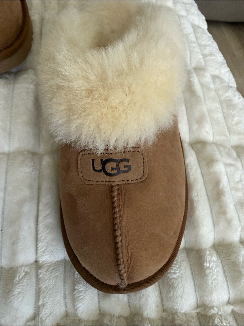 UGG Chestnut Suede Shearling-Lined Slipper